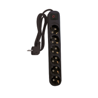 MULTIPLUG SIXFOLD 3M H05VV-F 3G1.5MM2, BLACK                                                                                                                                                                                                                   