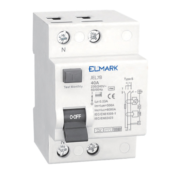ELECTROMAGNETIC RCCB JEL1F 10kA 2P TYPE F 40A/30mA                                                                                                                                                                                                             