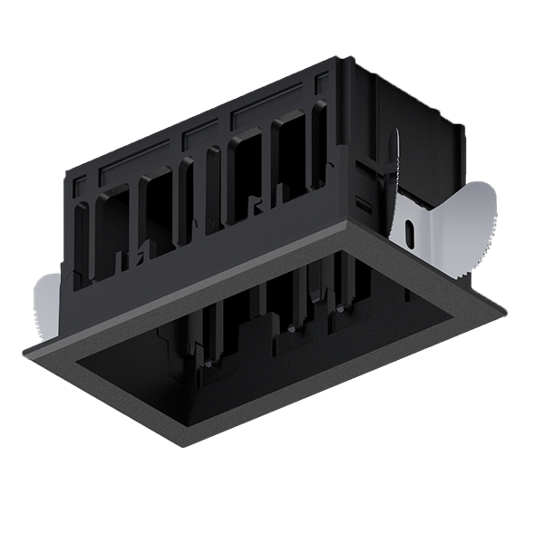 MODENA 2 MODULE RECESSED BOX WITH FRAME BLACK